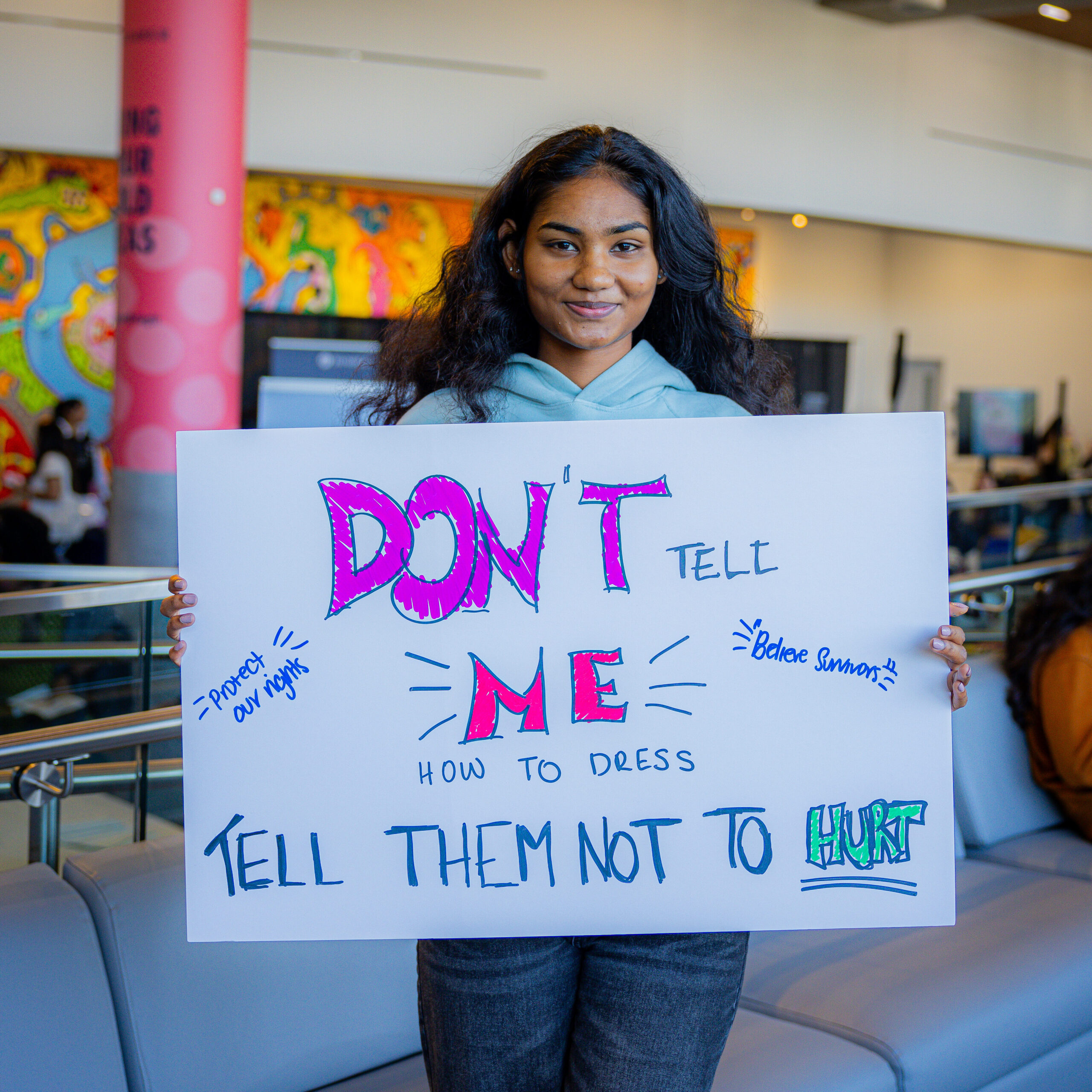 Take Back the Night march sign encouraging to raise ones' voice