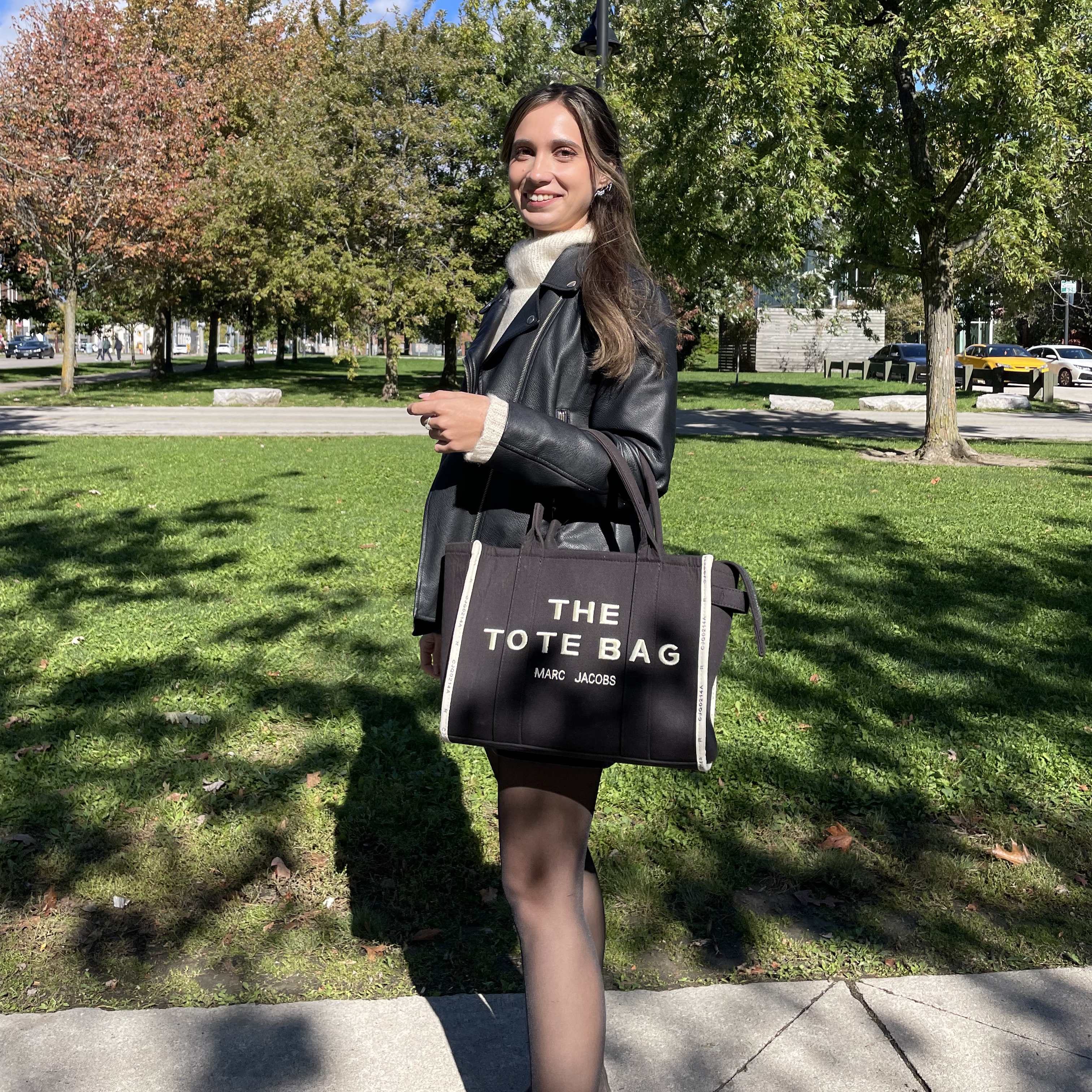 Fashion layering with fleece thighs, skirt, sweater and jacket 