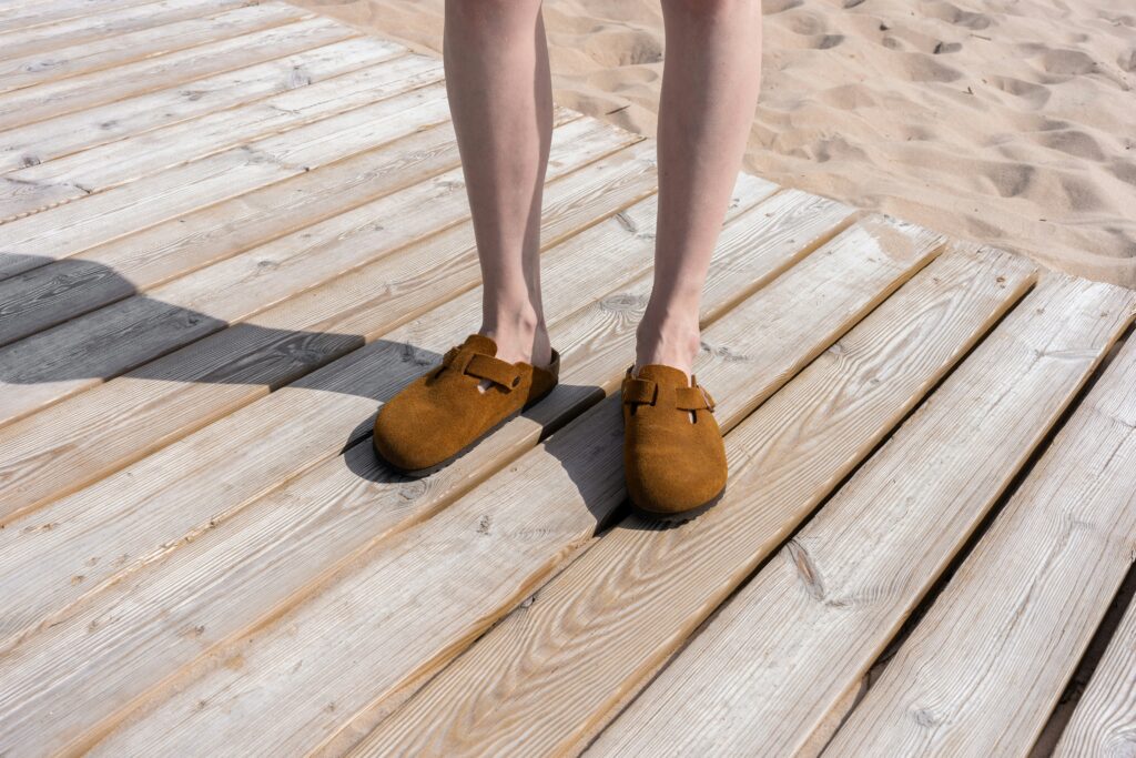 Birkenstocks sandals in the beach 