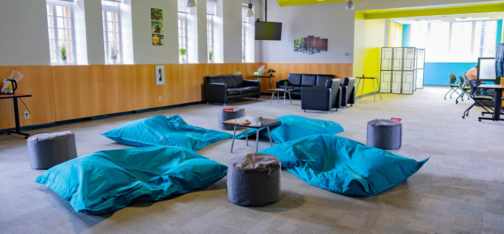 A quiet place with a variety of seating spaces.