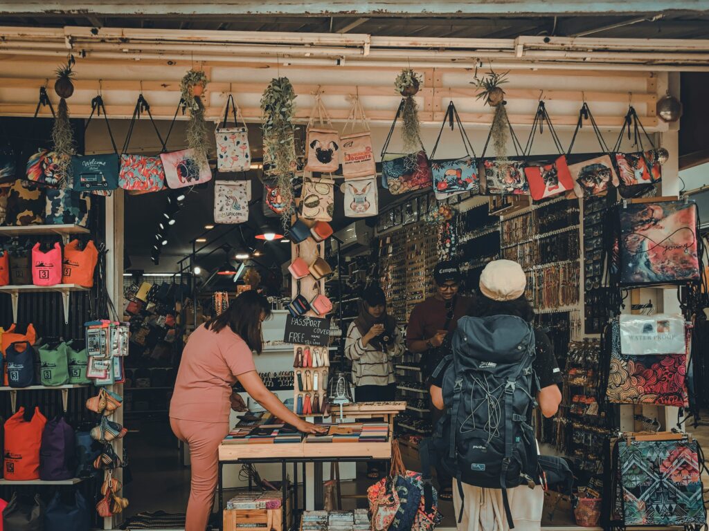 A group of people is shopping.