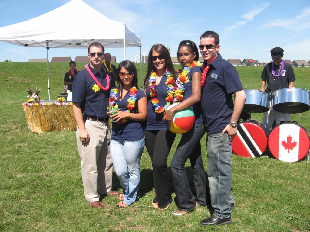 A group of people at the Humber College Orangeville campus orientation in 2008.