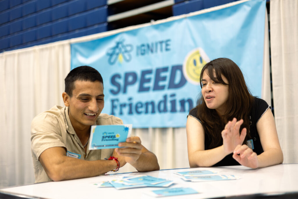 two student participatin in the speed friending