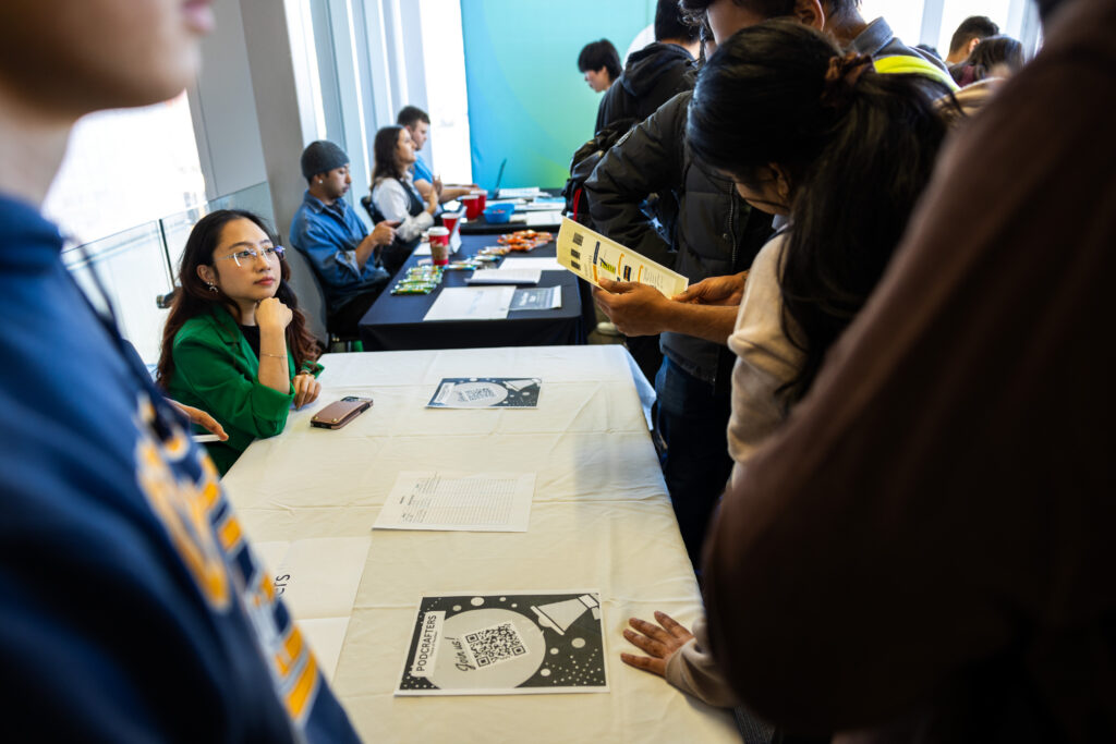 A wide shot of the club fair