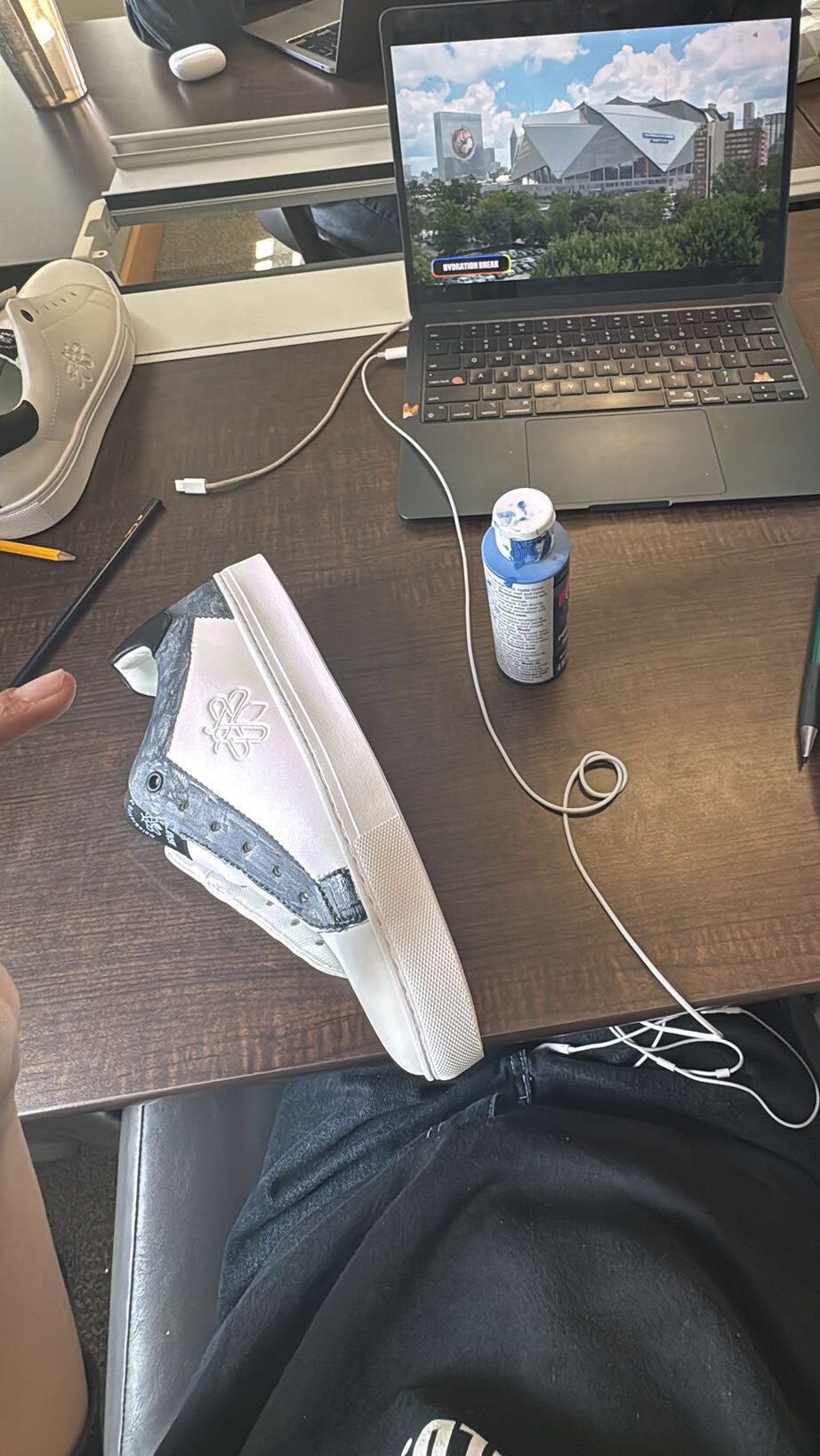 Photos of shoes painting progression